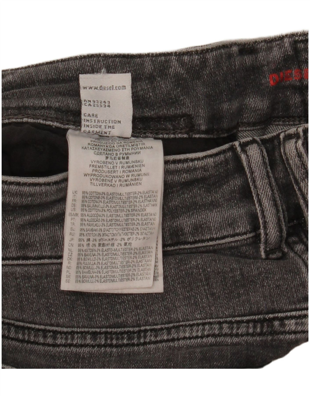 Diesel Herren Skinny Jeans W30 L32 Graue Baumwolle