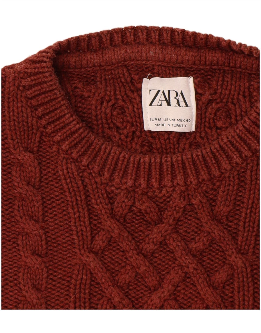 Zara Herren-Pullover mit Rundhalsausschnitt, Mittelbraun