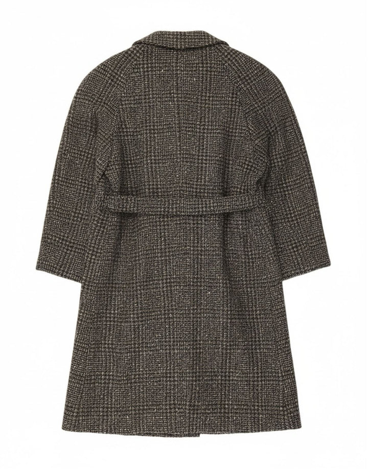 Vintage Damen Mantel IT 54 3XL Grau karierte Schurwolle