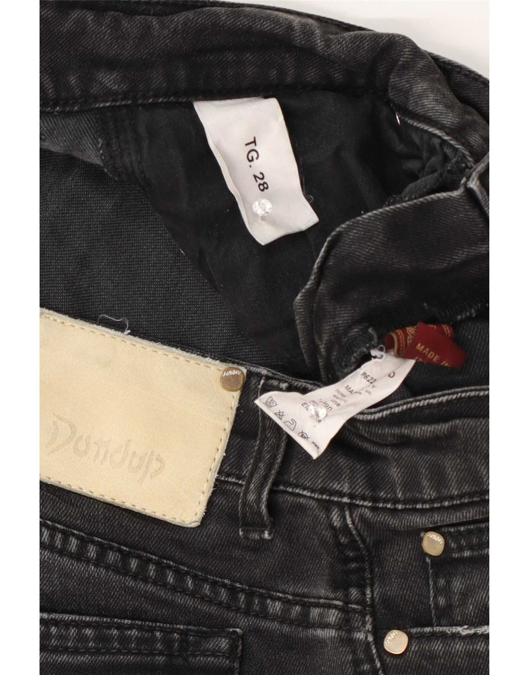 Dondup Damen Distressed Slim Fit Jeans W28 L31 Schwarze Baumwolle