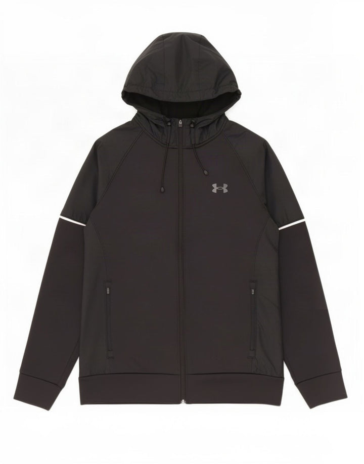 Under Armour Herren-Kapuzenpullover mit grafischem Reißverschluss, mittelschwarz, Polyester