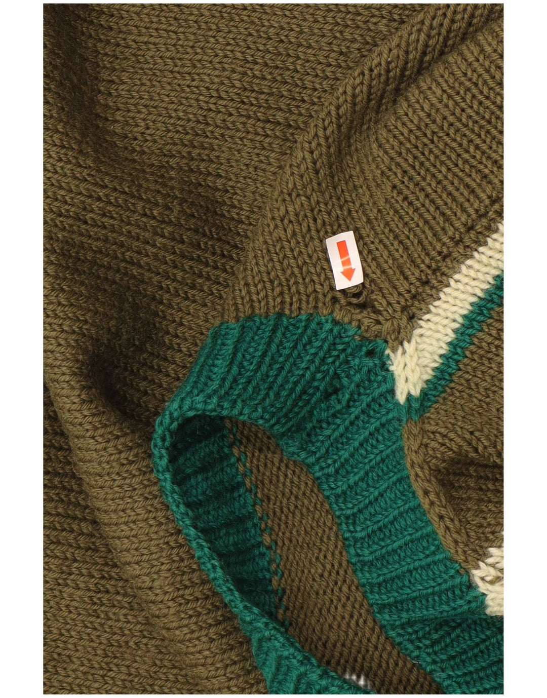 Vintage Herren Rundhalspullover Pullover XL Khaki Geometrisch