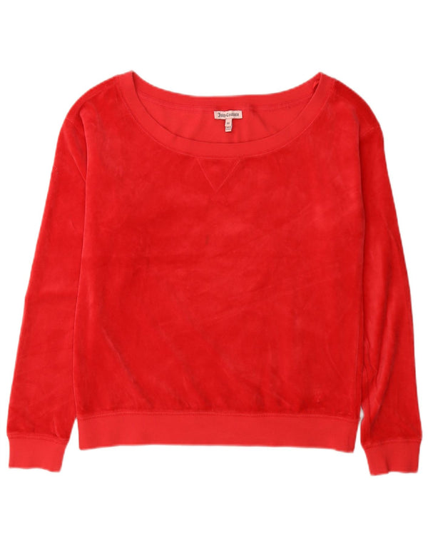 Juicy Couture Damen Übergroßer Samt-Sweatshirt-Pullover UK 6 XS Rote Baumwolle