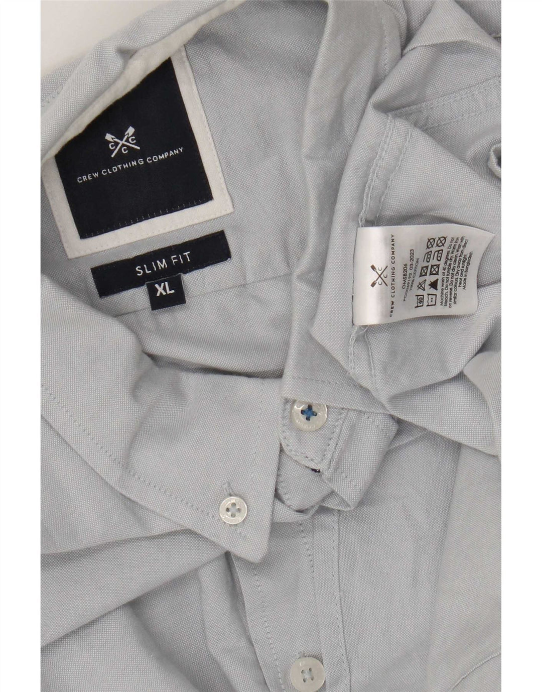 Crew Clothing Herren-Slim-Fit-Hemd aus mittelblauer Baumwolle