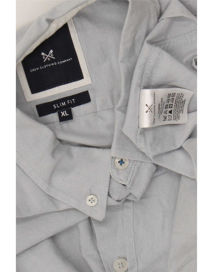 Crew Clothing Herren-Slim-Fit-Hemd aus mittelblauer Baumwolle