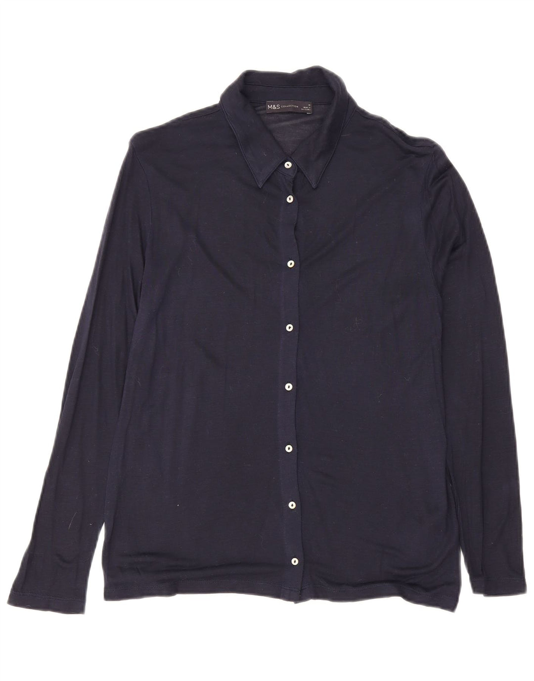 Marks & Spencer Damenhemd UK 10 Small Marineblaue Viskose