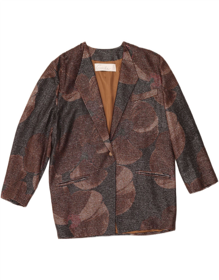 VINTAGE Damen Blazerjacke mit 1 Knopf IT 46, groß, mehrfarbig, geometrisch