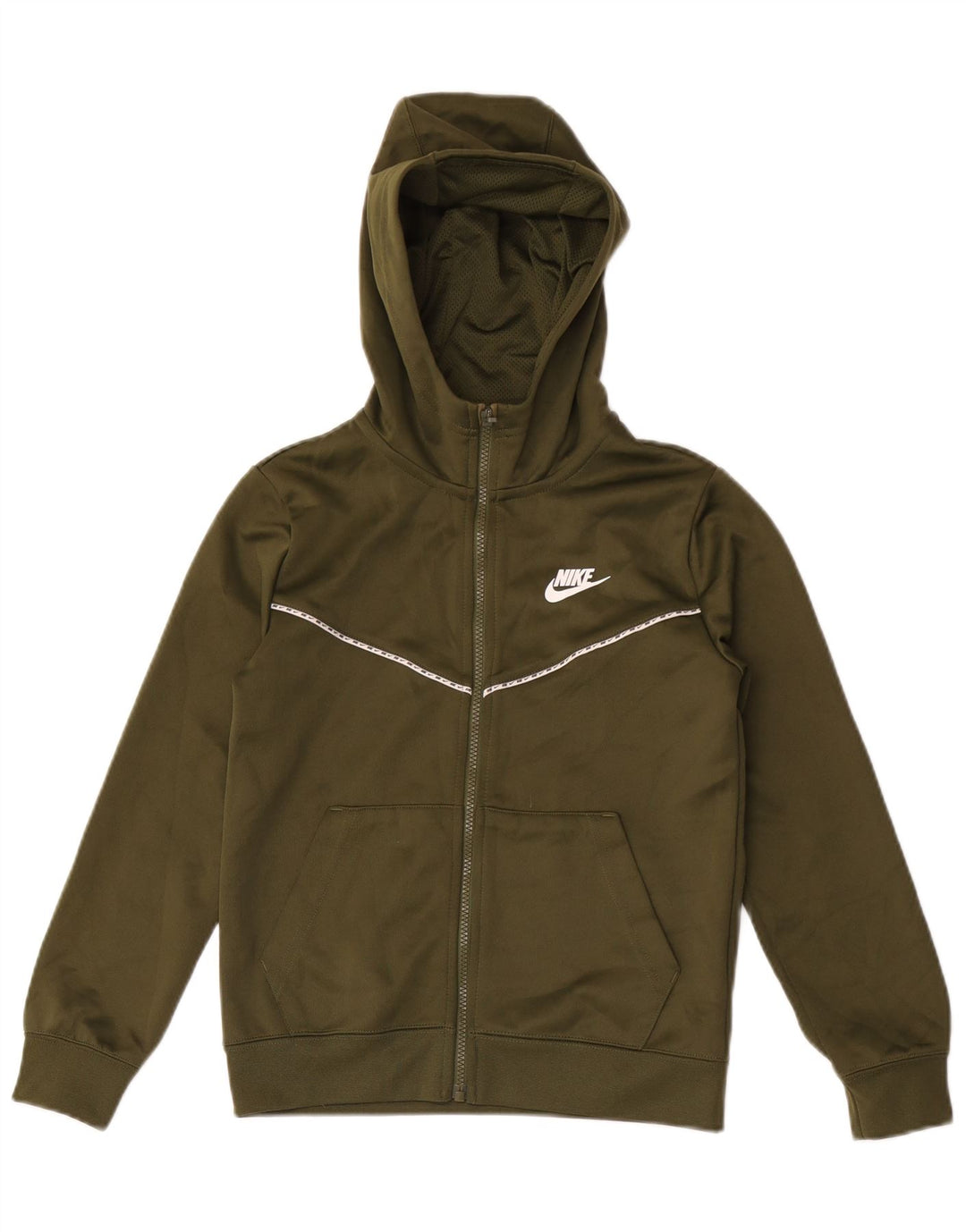 Nike Jungen-Kapuzenpullover mit Reißverschluss, 10–11 Jahre, mittelgroßes Khaki-Polyester