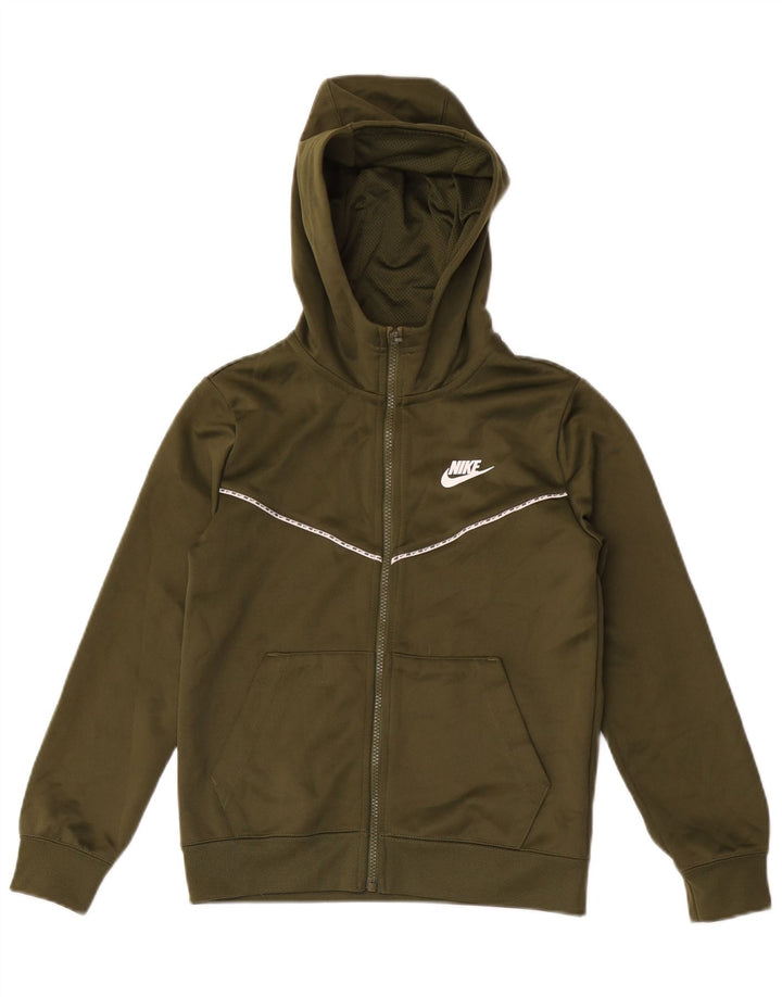 Nike Jungen-Kapuzenpullover mit Reißverschluss, 10–11 Jahre, mittelgroßes Khaki-Polyester