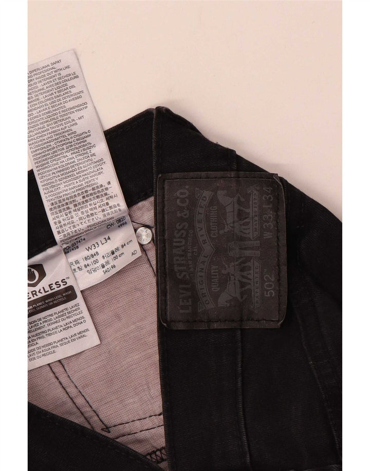 Levi's Herren 502 Tapered Jeans W33 L34 Schwarze Baumwolle