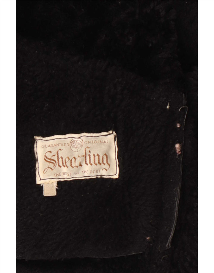 Vintage Damen Übergroße Lammfelljacke IT 44 Medium Schwarz