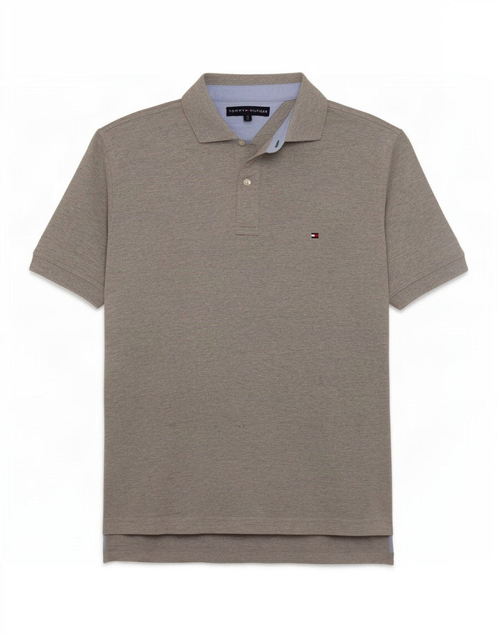 Tommy Hilfiger Herren-Poloshirt aus mittelgrauer Baumwolle
