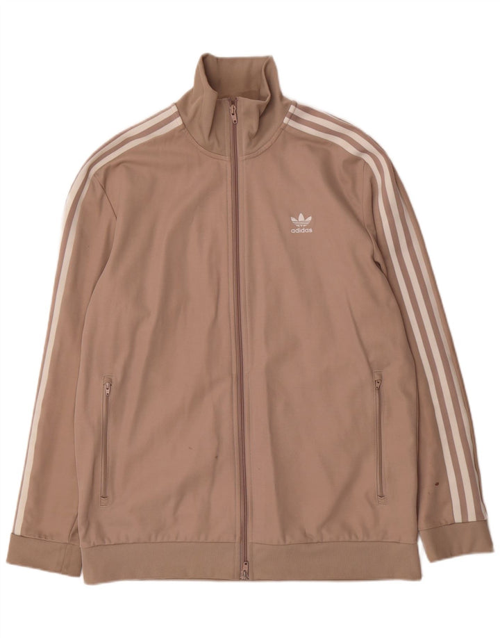 Adidas Herren-Trainingsanzug, Top-Jacke, groß, beige, Baumwolle, Sport