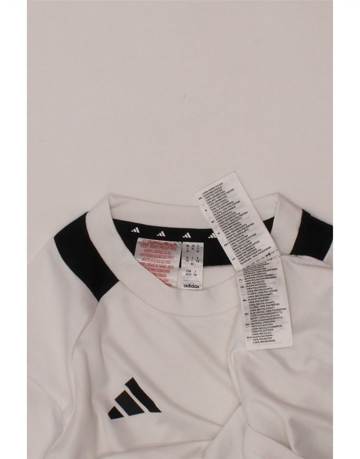 ADIDAS Aeroready T-Shirt-Oberteil für Jungen, 7–8 Jahre, weißes Colourblock-Polyester