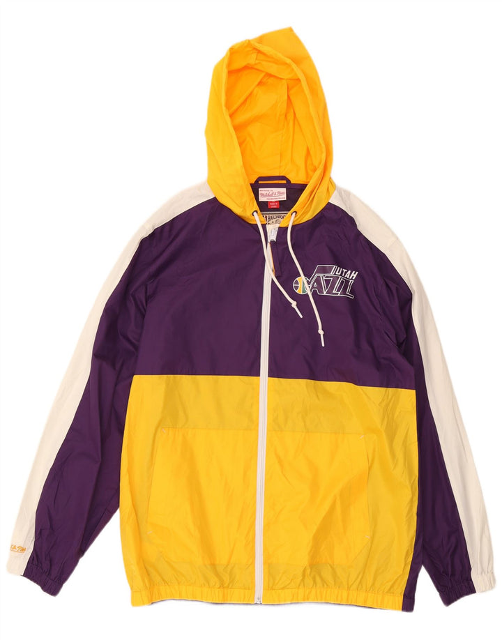 Mitchell & Ness Herren-Regenjacke mit Grafik, UK 40, Größe L, Lila, Farbblock