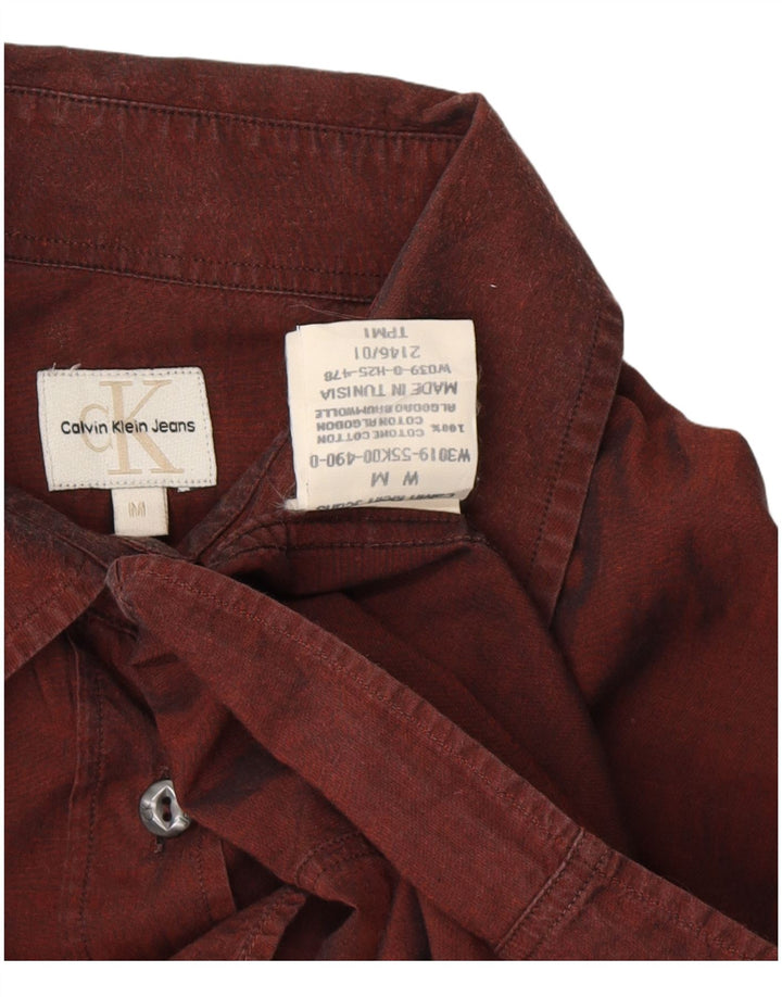 CALVIN KLEIN JEANS Damenhemd UK 12 Medium Burgund Baumwolle