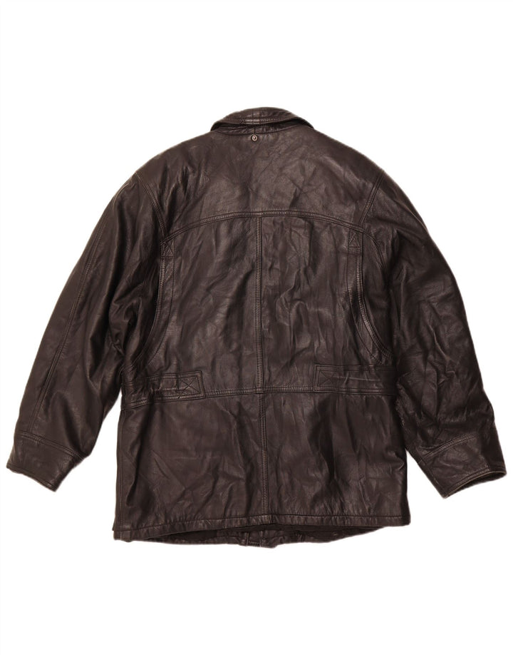 VINTAGE Herren Lederjacke IT 50 Großes schwarzes Leder