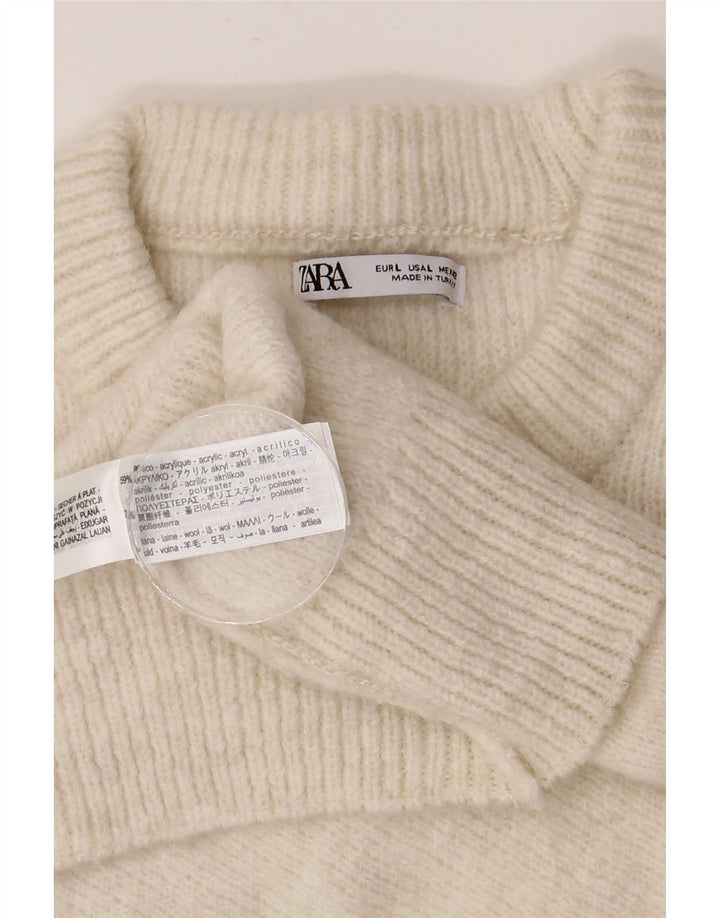 ZARA Herren-Pullover mit Rundhalsausschnitt, groß, beige, Acryl
