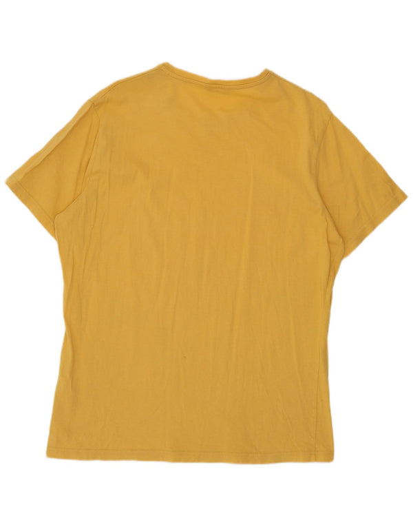 Massimo Dutti Mens T-Shirt Top Large Yellow Cotton