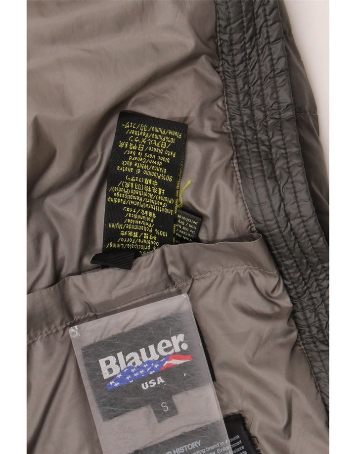 Blauer gepolsterte Herrenjacke mit Kapuze, UK 36, kleines graues Nylon