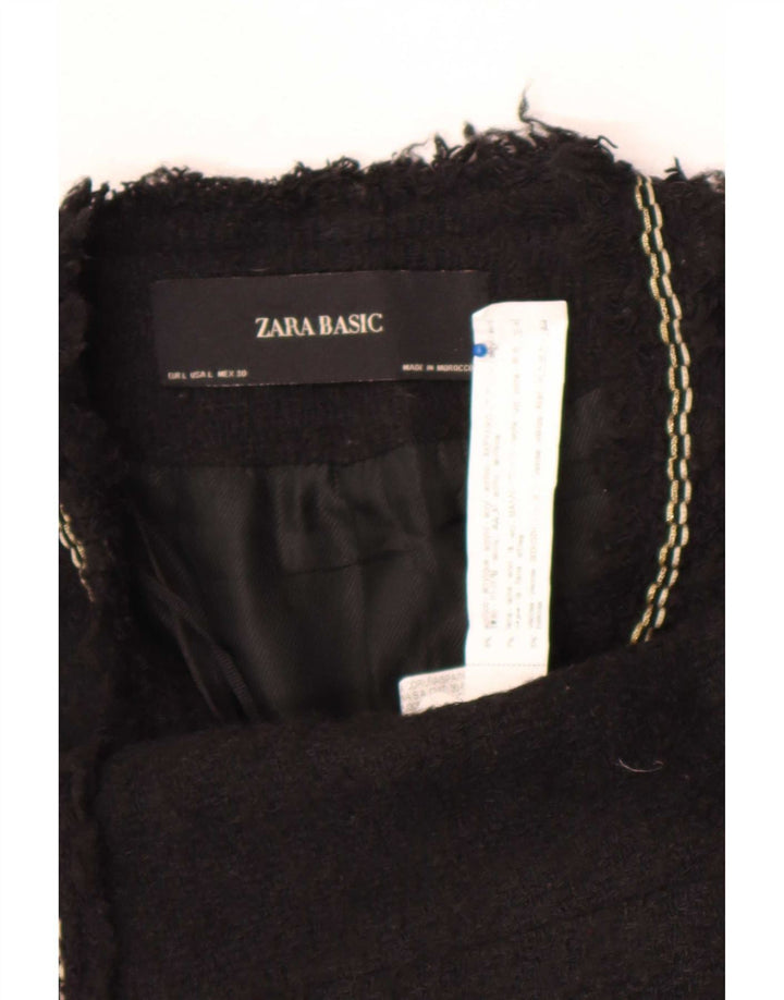 Offene Blazerjacke für Damen von Zara, Gr. 44, groß, aus schwarzem Acryl
