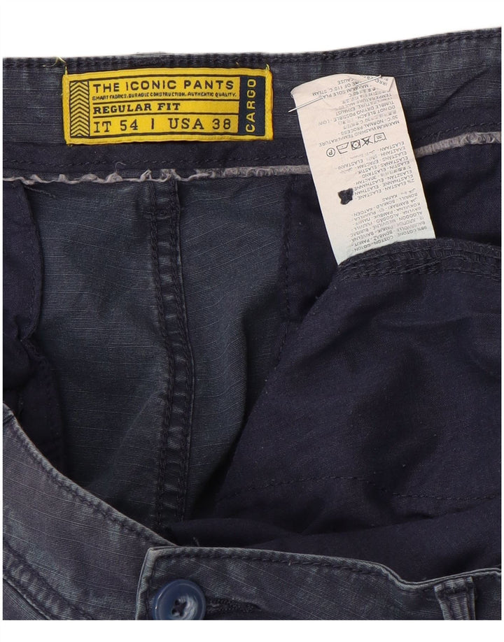 Vintage Herren-Cargoshorts mit normaler Passform, W38, XL, marineblaue Baumwolle