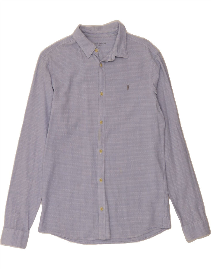 ALL SAINTS Mens Shirt Small Blue Flecked Cotton Vintage All Saints and Second-Hand All Saints from Messina Hembry 