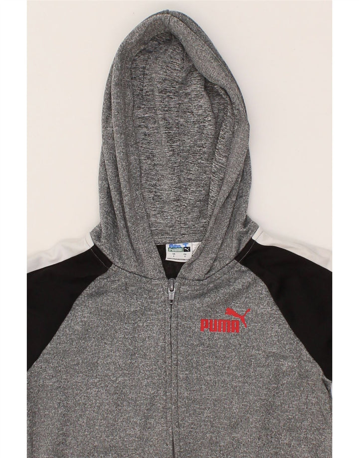 PUMA Boys Zip Hoodie Sweater 5-6 Years Grey Colourblock Polyester Vintage Puma and Second-Hand Puma from Messina Hembry 