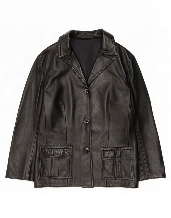 Vintage Damen Lederjacke UK 10 Small Schwarz