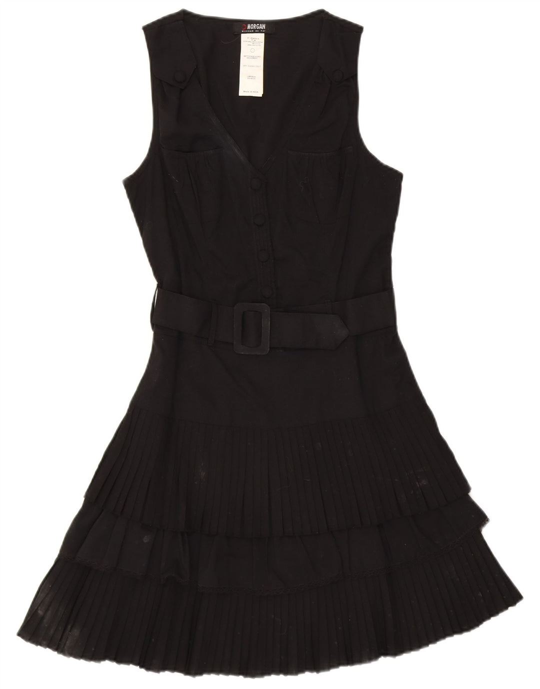 MORGAN Womens Sleeveless A-Line Dress EU 38 Medium Black Polyester