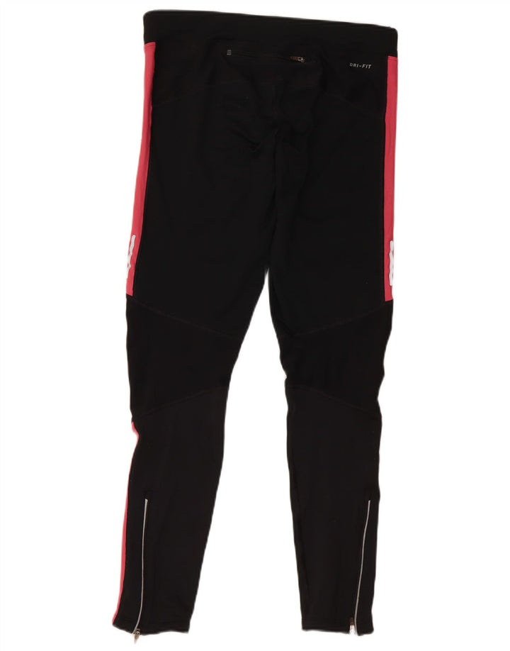Nike Damen Dri Fit Leggings UK 12 Mittelschwarzes Colourblock-Polyester