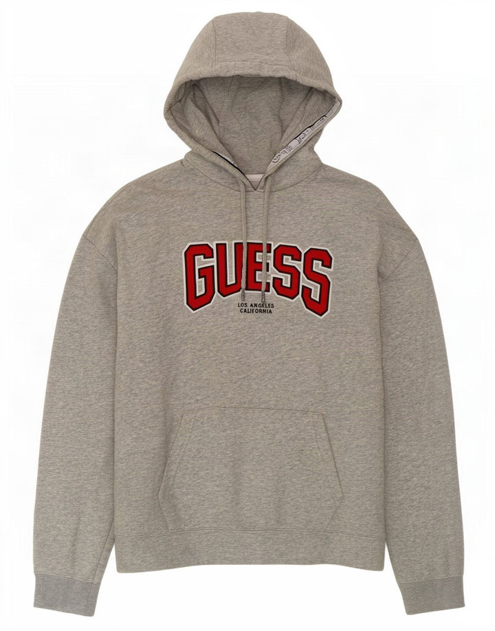 Guess Herren-Kapuzenpullover mit Grafik, mittelgraue Baumwolle
