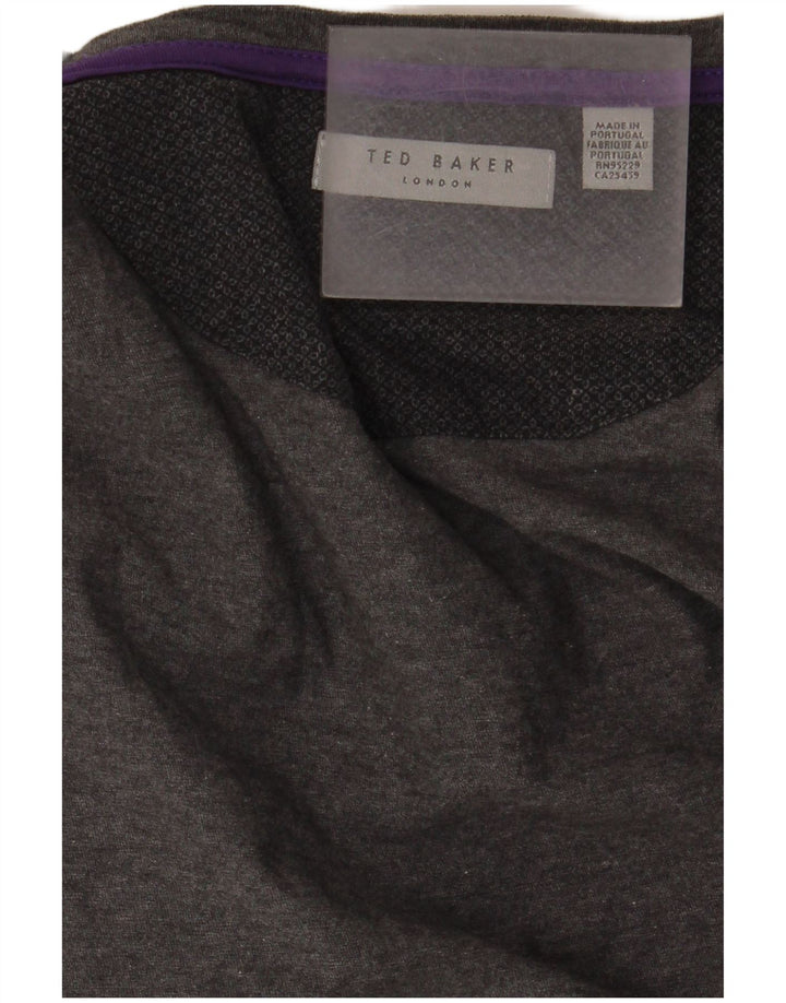 Ted Baker Herren T-Shirt-Oberteil Mittelgrau mit Blumenmuster