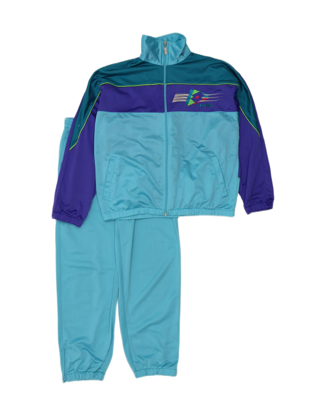 LOTTO Boys Full Tracksuit 15-16 Years 3XL Blue Colourblock Polyester Vintage Lotto and Second-Hand Lotto from Messina Hembry 