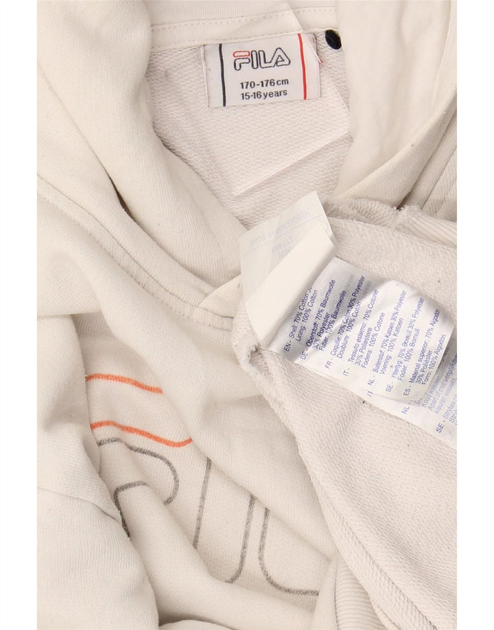 FILA Kapuzenpullover mit Grafik für Jungen, 15–16 Jahre, weiße Baumwolle