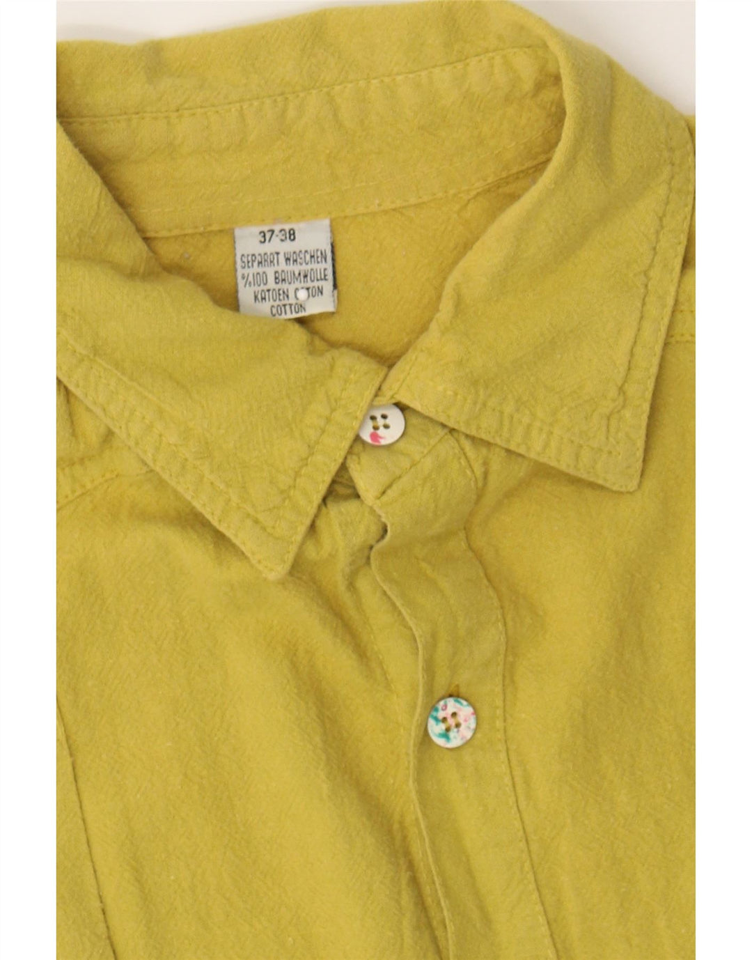 VINTAGE Mens Shirt Size 37/38 Small Yellow Cotton Vintage Vintage and Second-Hand Vintage from Messina Hembry 
