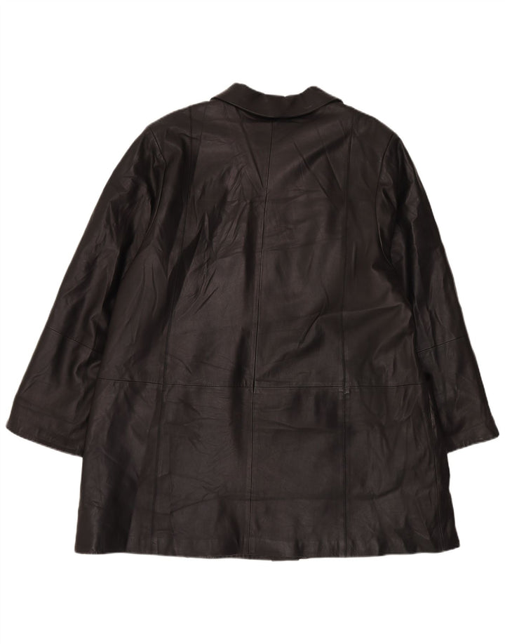 Vintage Damen Übergroßer Ledermantel IT 48 XL Schwarzes Leder