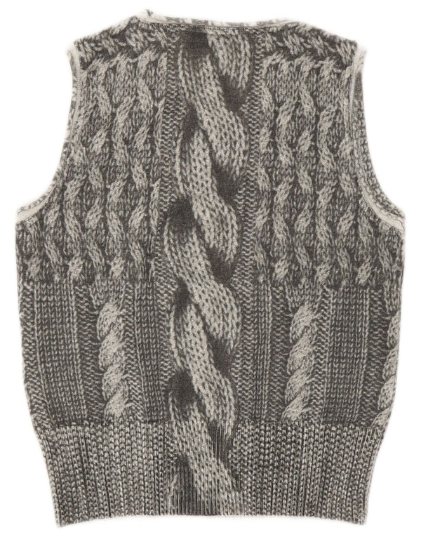 Trussardi Jeans Damen Weste Tank Top UK 12 Mittelgraue Wolle