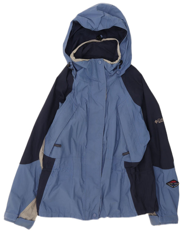 Columbia Damen-Regenjacke mit Kapuze, UK 16, groß, blaues Colourblock-Nylon