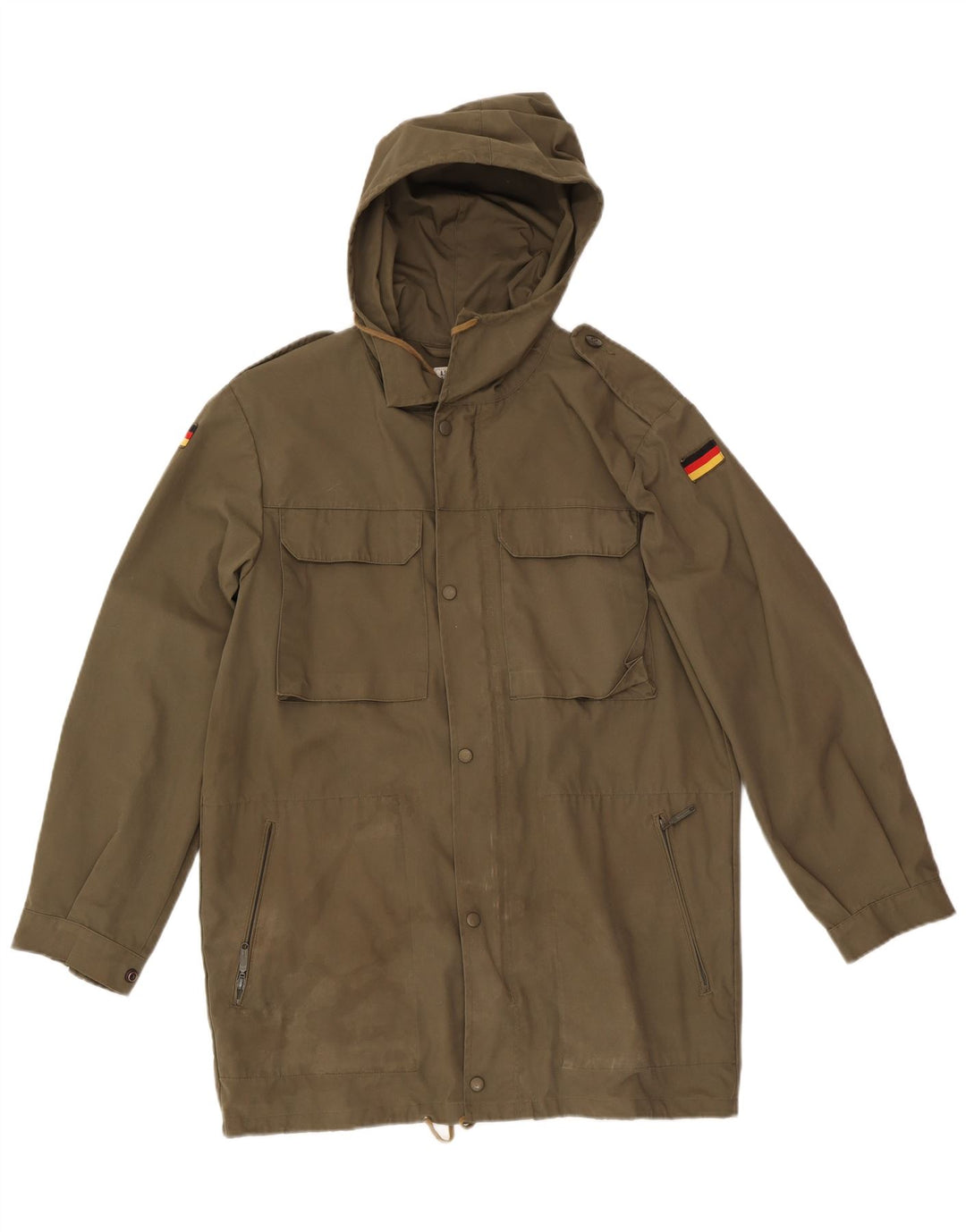 Vintage Herren Militärjacke mit Kapuze UK 38 Medium Khaki
