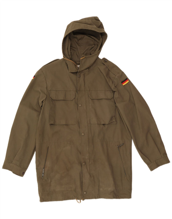Vintage Herren Militärjacke mit Kapuze UK 38 Medium Khaki