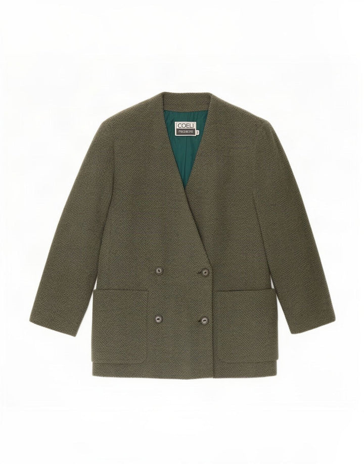 Coeli Premiere Damen Blazer Jacke IT 46 Großes grünes Fischgrätenmuster