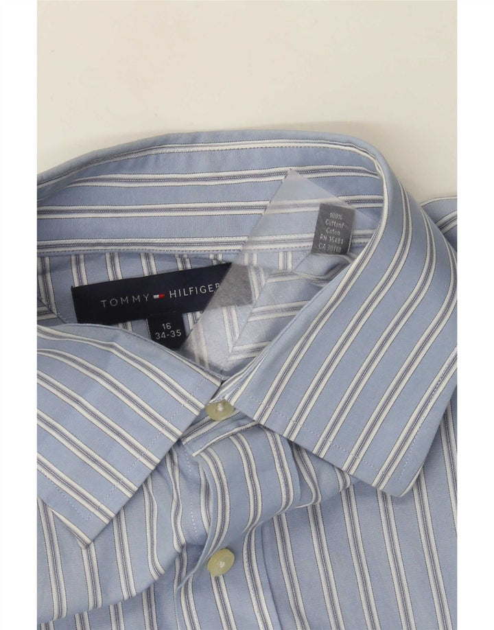 Tommy Hilfiger Herrenhemd, Größe 16, groß, blau gestreift, Baumwolle