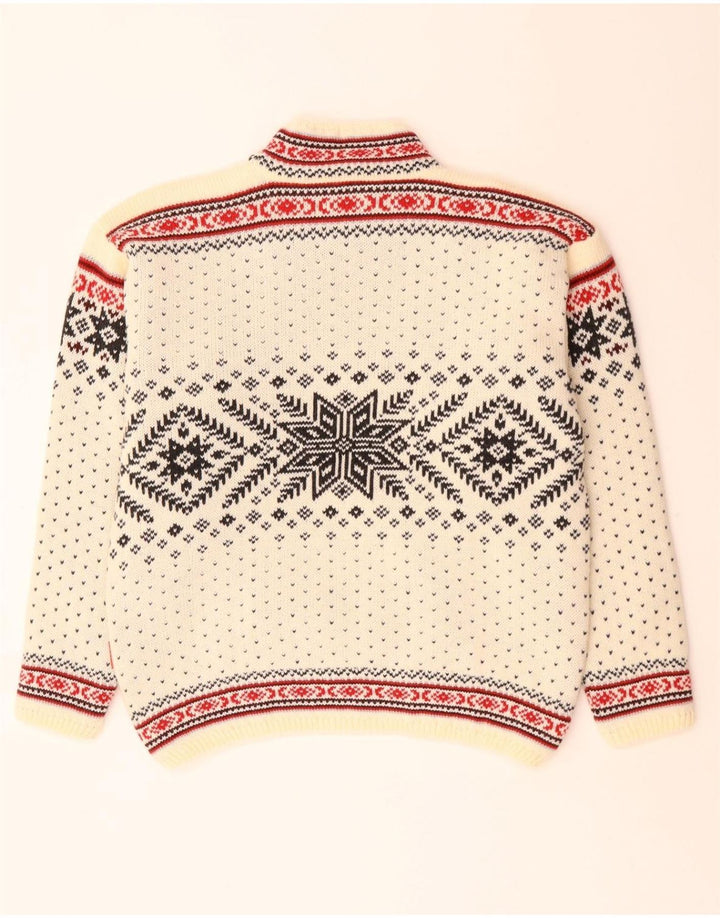 CAMPAGNOLO Herren-Pullover mit Rollkragen, mittelweiß, Fair-Isle-Wolle