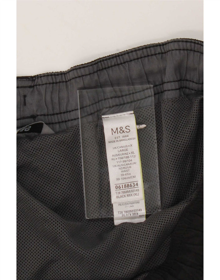 Marks & Spencer Herren-Badeshorts XL, schwarzes Colourblock-Polyester