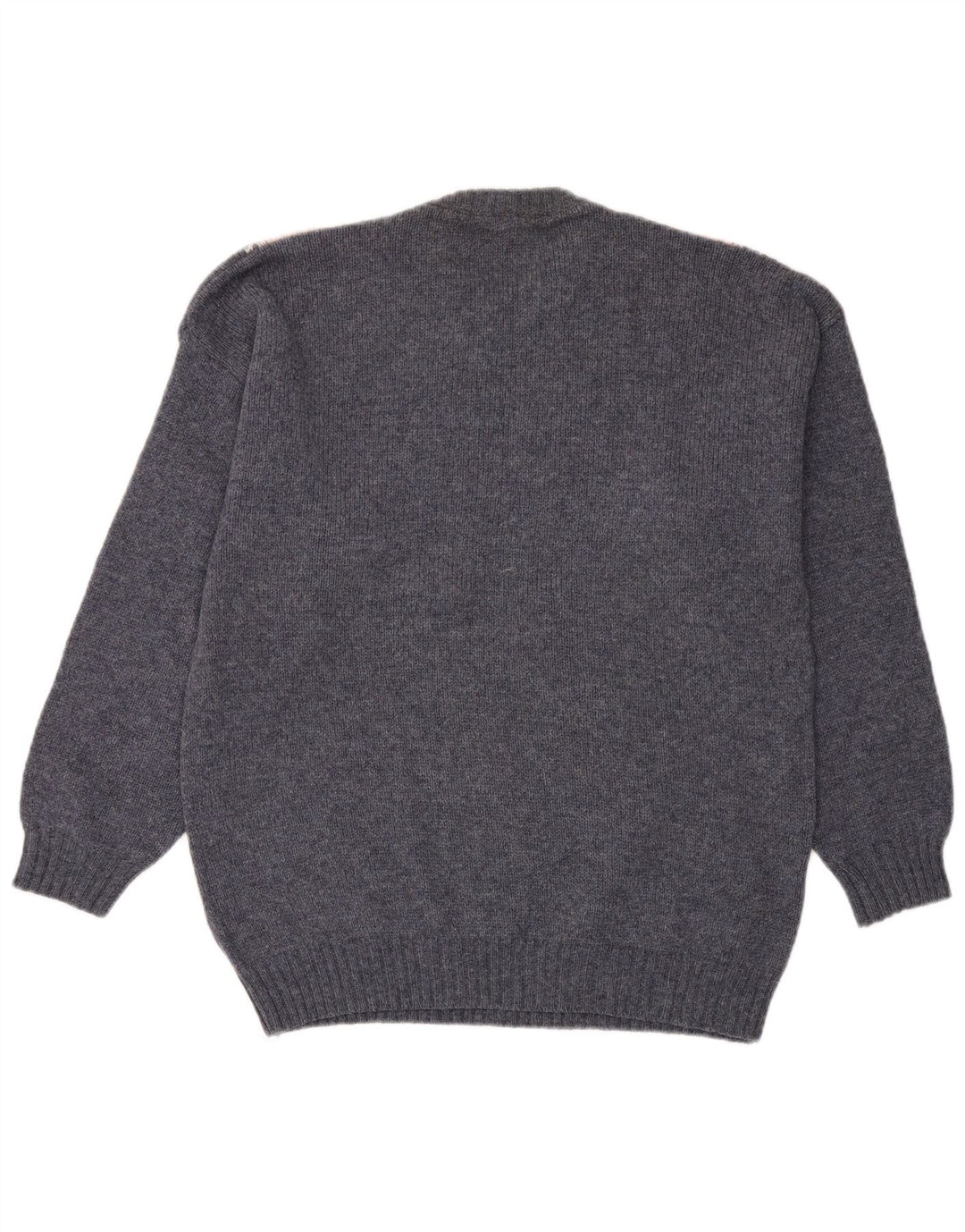 VINTAGE Herren-Pullover mit Rundhalsausschnitt, groß, blau, Argyle/Diamant