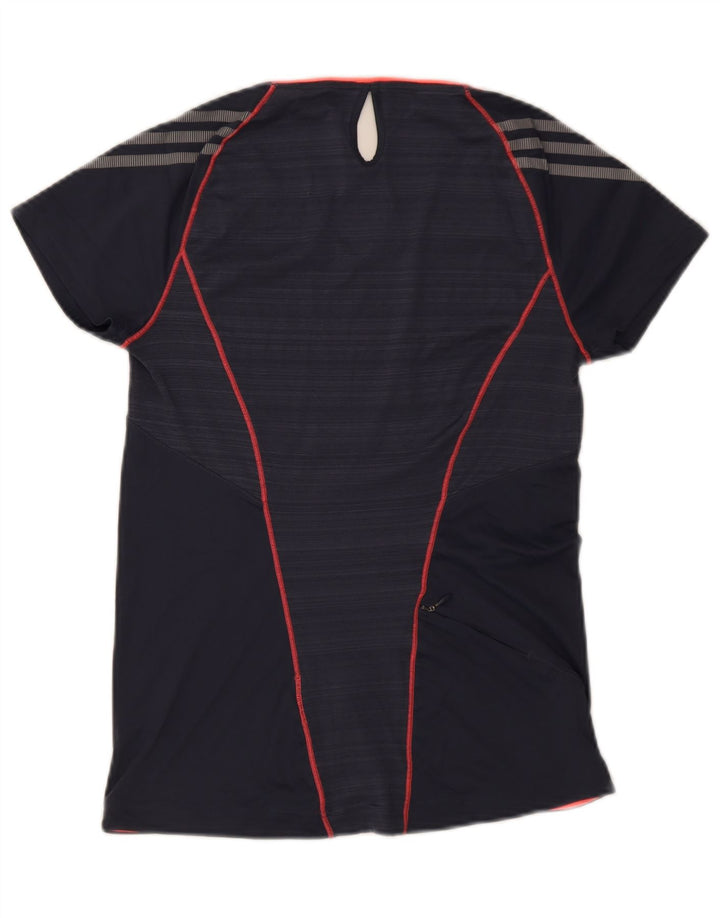 Adidas Damen Climalite T-Shirt Top UK 8/10 Small Marineblau Polyester