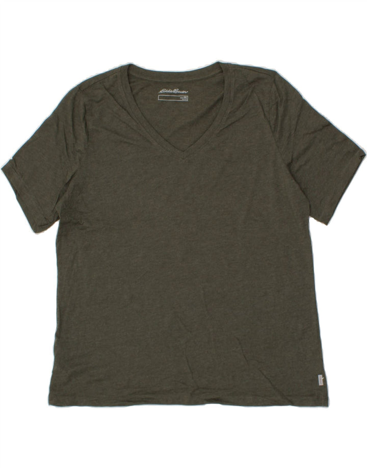 EDDIE BAUER Mens T-Shirt Top 2XL Khaki Cotton Vintage Eddie Bauer and Second-Hand Eddie Bauer from Messina Hembry 