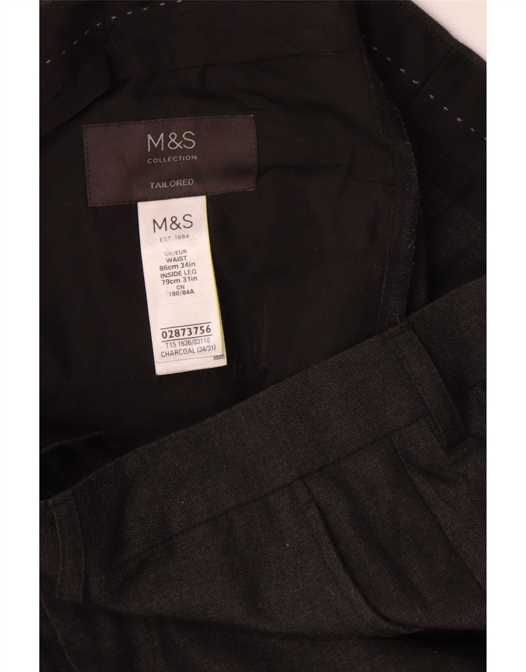 Marks & Spencer Herren-Anzughose, konisch zulaufend, W34, L31, Grau, Polyester