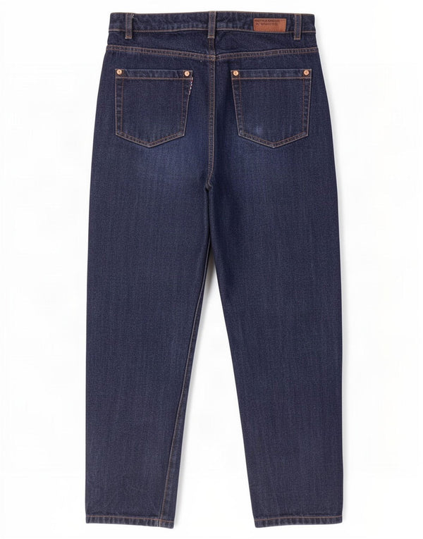 Benetton Damen High Waist Tapered Jeans W28 L27 Marineblau